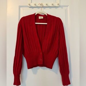 Aritzia Wilfred thais cardigan size s red, Wilfred plunge front cardigan